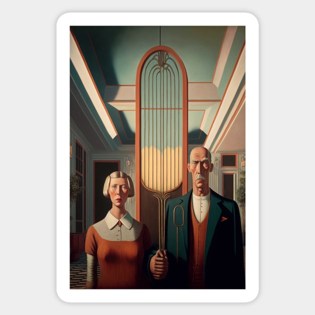 American Gothic pop Art classic Sticker by Darksavage